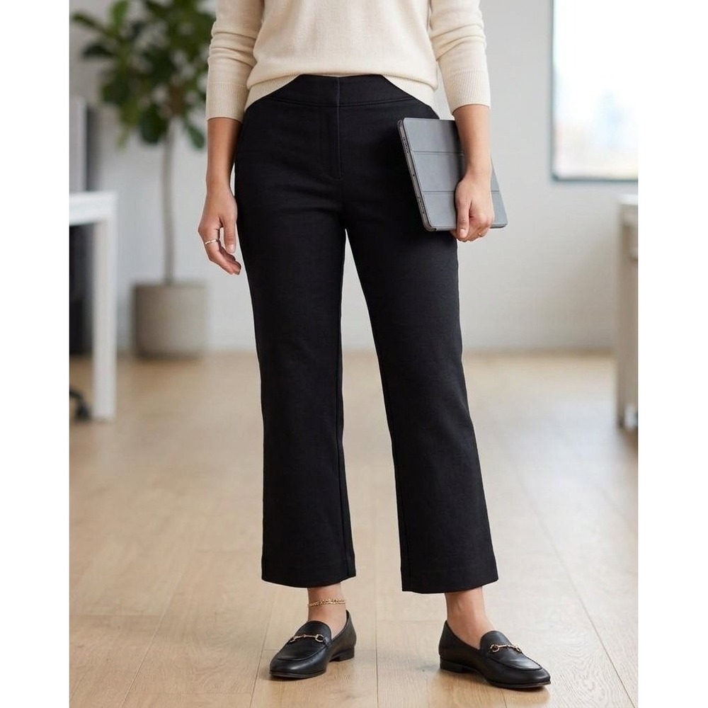 Spanx The Perfect Pant Women S Petite (27x22) Black Crop Flare Ponte Trousers